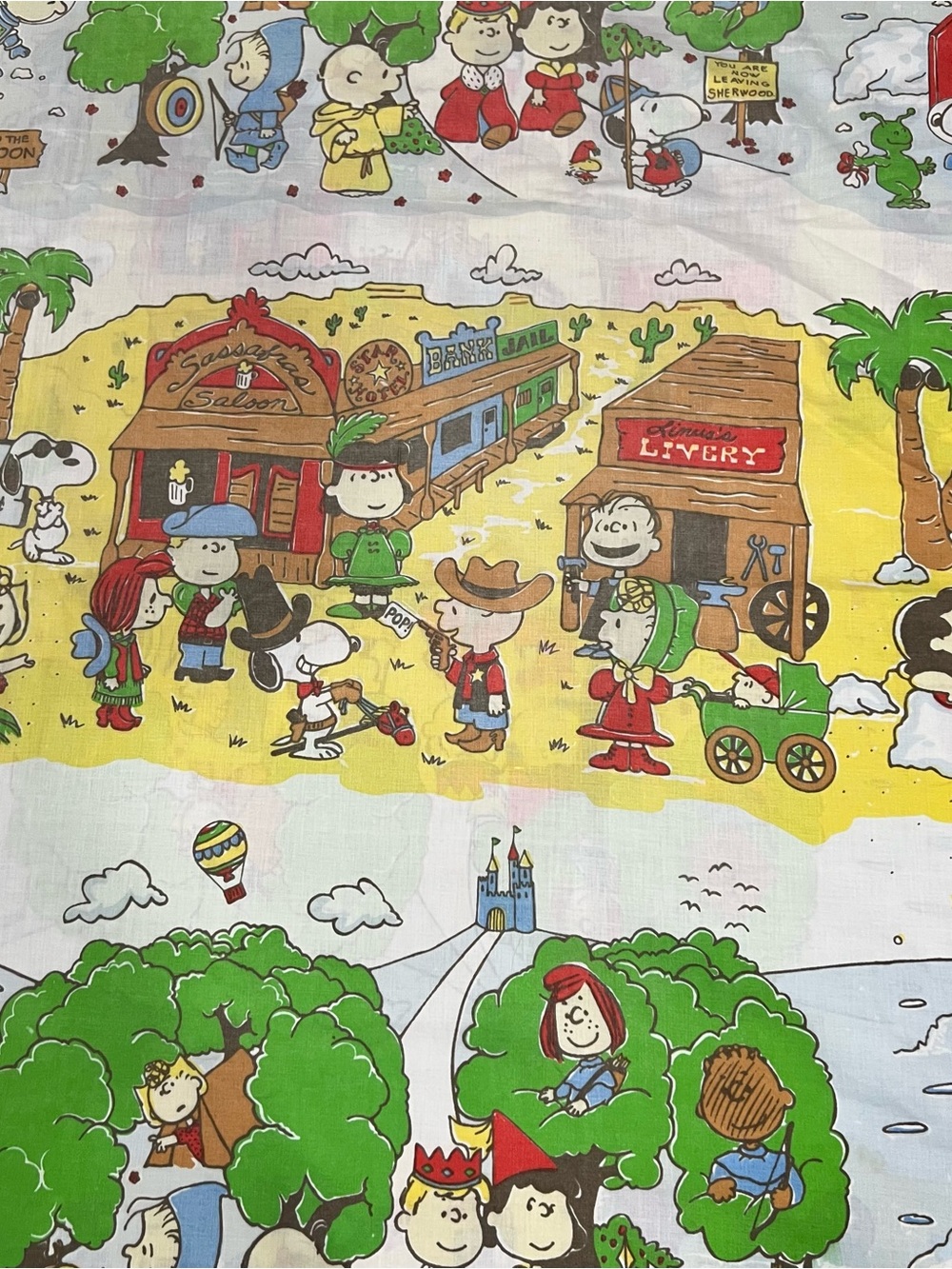 Vintage Peanuts Charlie Brown Space Snoopy West Twin Flat Sheet - Picture 3 of 6